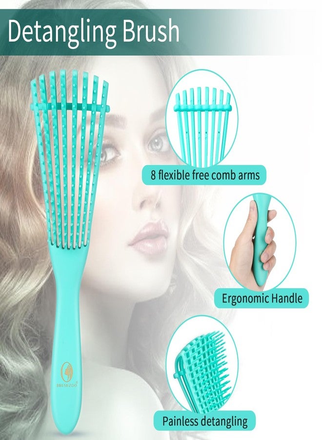 O BRUSHZOO Hair Brush with Hair Styling Comb Set, Green (Curly Haired Individuals, Unisex, Hair Brush, Detangling, Metal) - Image 2